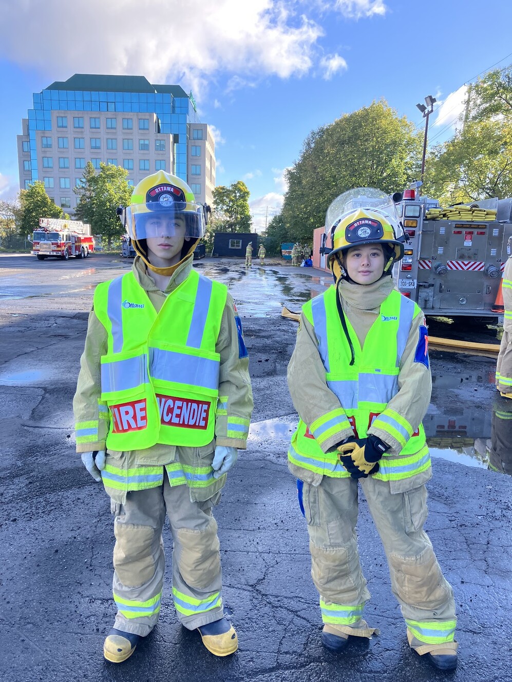 Picture of students in firefighter gear